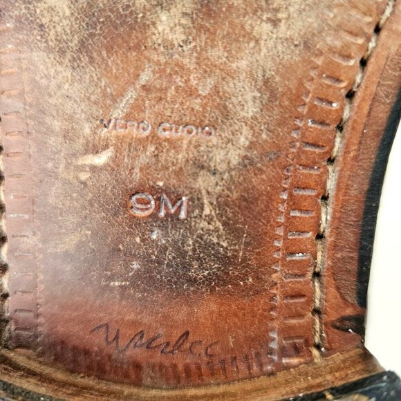 Mezlan Dubai Brown Woven Wingtip Shoes Mens 9M All Leather Oxford Made in Spain - Picture 10 of 13